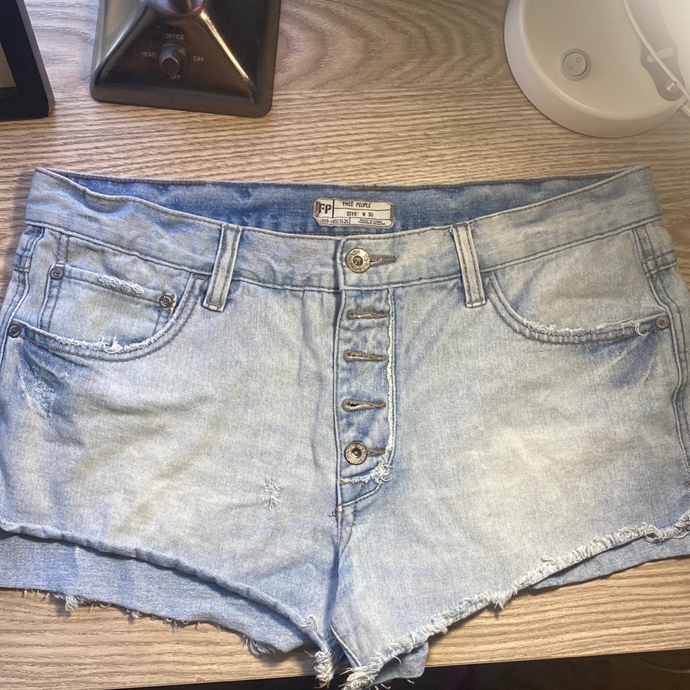 Free People Light Wash Denim Shorts